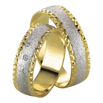 Vielsesringe i 8 kt. Guld & Hvidguld