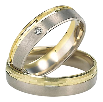 Vielsesringe i 8 kt. Guld & Hvidguld