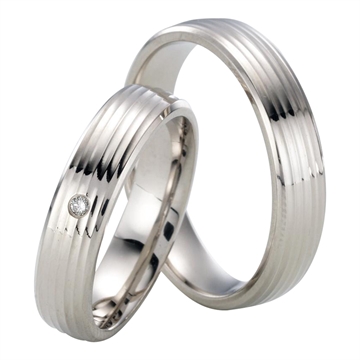 Vielsesringe i Sølv m. diamant