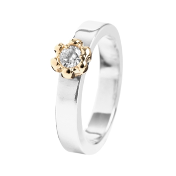 Ring i Sølv m. blomst