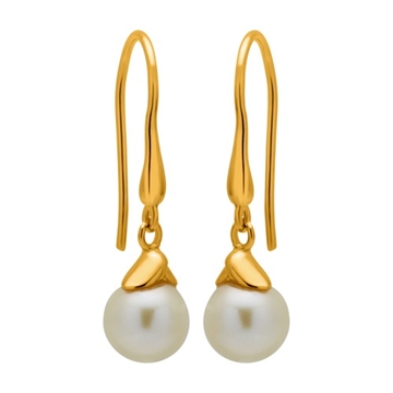 Forgyldte ørehænger med perler