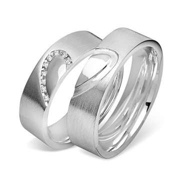 Vielsesringe i Sølv med hjerter