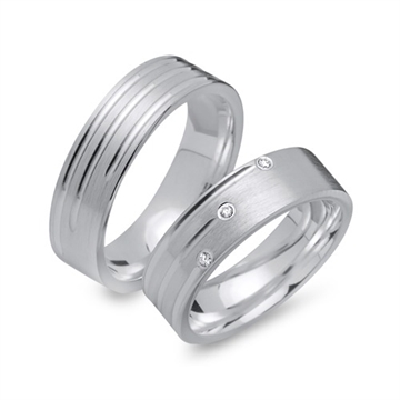 Vielsesringe sølv m. diamanter