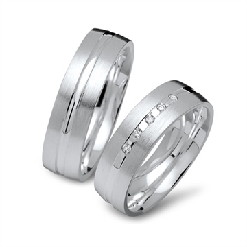 Vielsesringe i Sølv m. diamanter