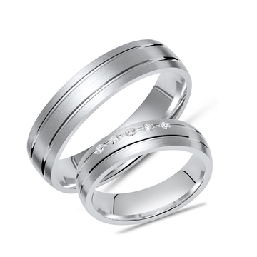 Vielsesringe i Sølv m. diamanter