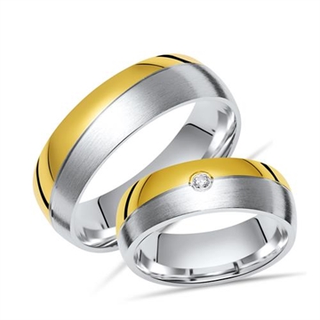 Delvis forgyldte vielsesringe i Sølv