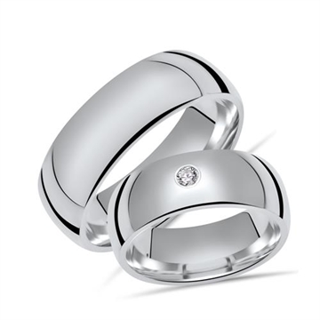 Vielsesringe sølv m. diamant