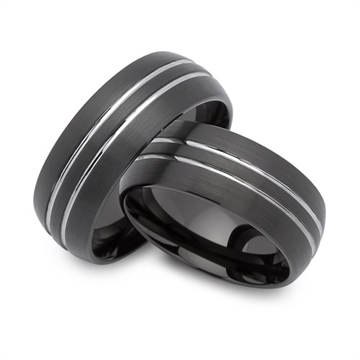 Sorte Vielsesringe i Tungsten