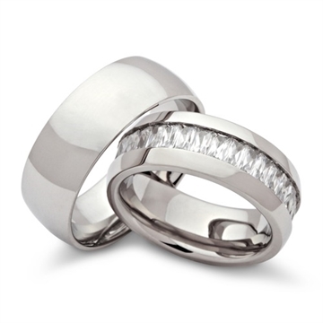 Vielsesringe i Stål m. zirkonia