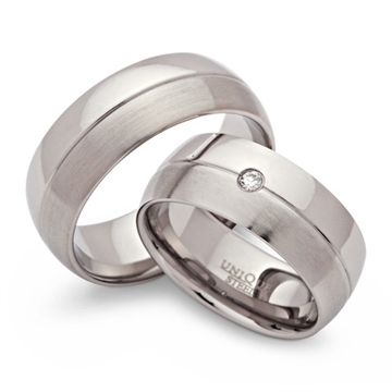 Vielsesringe i Stål m. zirkonia