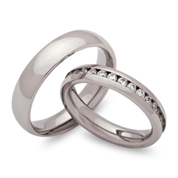 Vielsesringe i Stål m. zirkonia