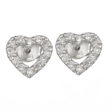 Ørestikker i Sølv  m. hjerter