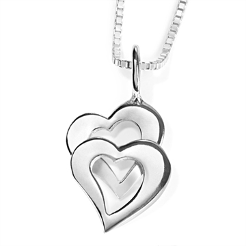 Halskæde i Sølv m. hjerter