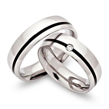 Delvis sorte vielsesringe i Stål