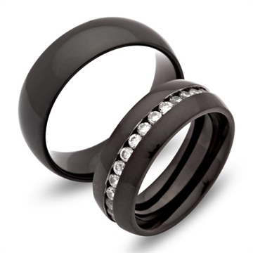 Sorte Vielsesringe i Stål 