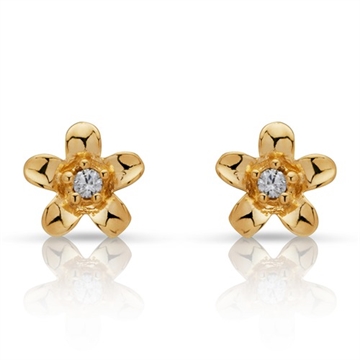 Ørestikker 8 kt. guld m. blomster