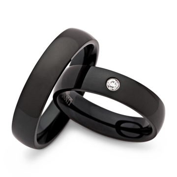 Sorte vielsesringe i Stål