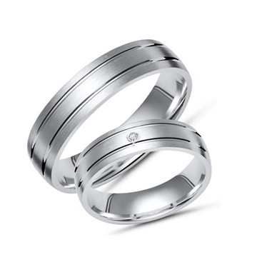 Vielsesringe i Sølv m. diamant