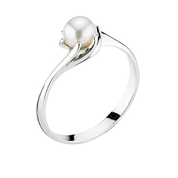 Ring i Sølv m. perle 