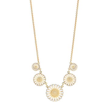 Forgyldt Marguerit Collier i Sølv