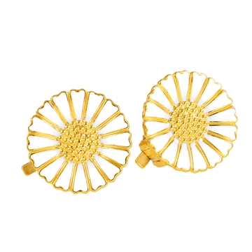 Forgyldt Marguerit øreclips 