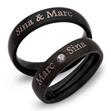 Vielsesringe i Stål med udvendig gravering