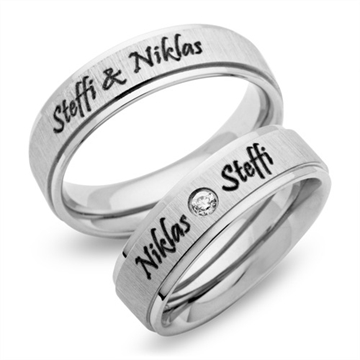 Vielsesringe i Stål - Udvendig gravering