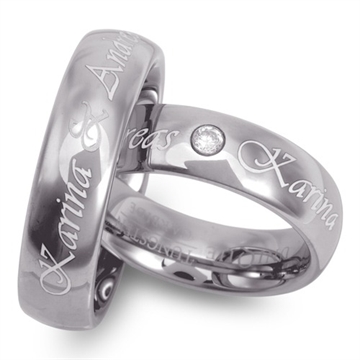 Vielsesringe i Tungsten med udvendig gravering