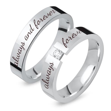 Vielsesringe i Sølv med udvendig gravering