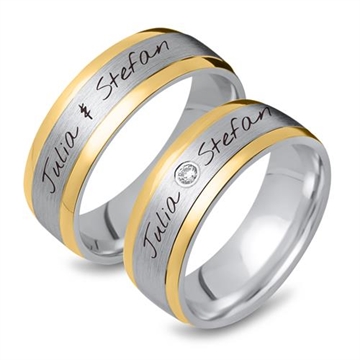 Vielsesringe i Sølv med udvendig gravering