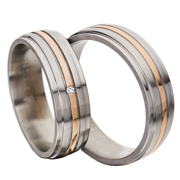 Vielsesringe i Stål & Rødguld