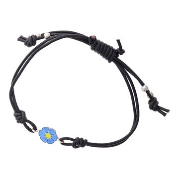 Armbånd læder m. Forglem mig ej