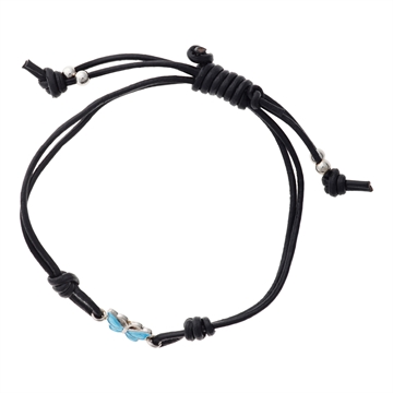 Sort Læderarmbånd m. sommerfugl