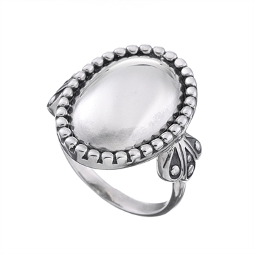 Ring i Sølv m. perlekant