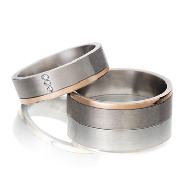 Vielsesringe i Rødguld og Stål