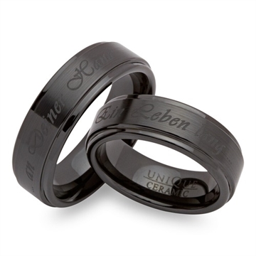 Vielsesringe i Keramik - Udvendig gravering