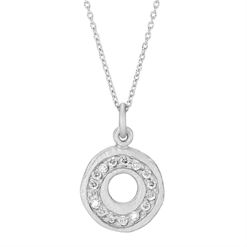 Collier sølv m. rustikt vedhæng