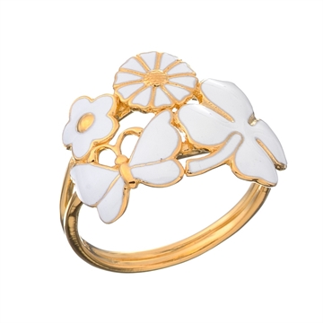 Ring forgyldt m. mix af blomster