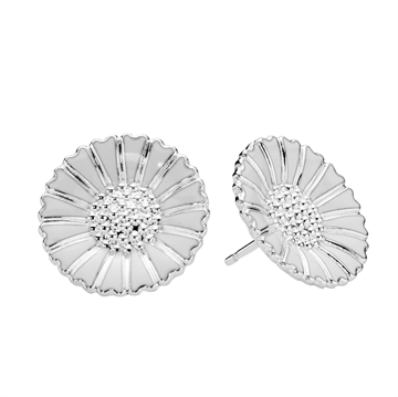Hvide Marguerit ørestikker i Sølv
