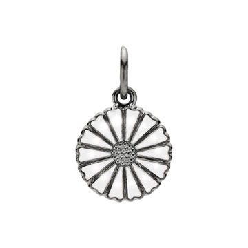 Hvidt Marguerit vedhæng i rhodineret sølv 11 mm