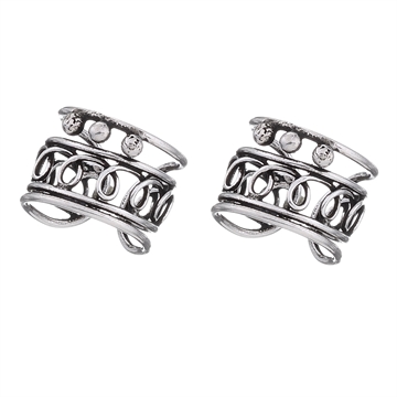 Cuff øreringe oxyderet  sølv 