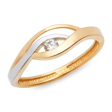 Ring 8 kt. guld m. zirkonia
