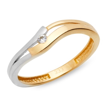 Ring 8 kt. guld m. zirkonia