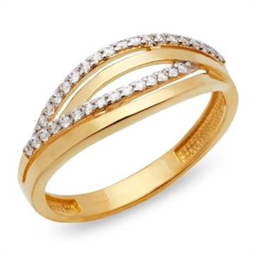 Ring 8 kt. guld m. zirkonia