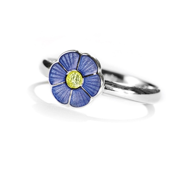 Ring i sølv m. "Forglem mig ej"