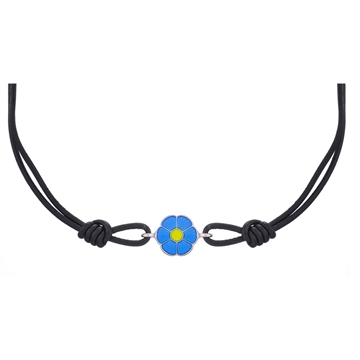 Collier i læder med "Forglem mig ej"