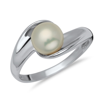 Ring i Sølv m. perle