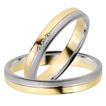 Vielsesringe i 8 kt. Guld & Hvidguld