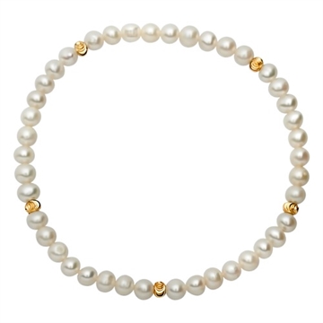 Armbånd m. perler og forgyldt sølv