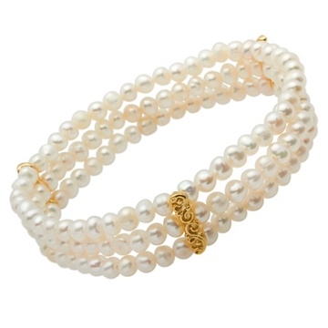 Forgyldt armbånd m. perler